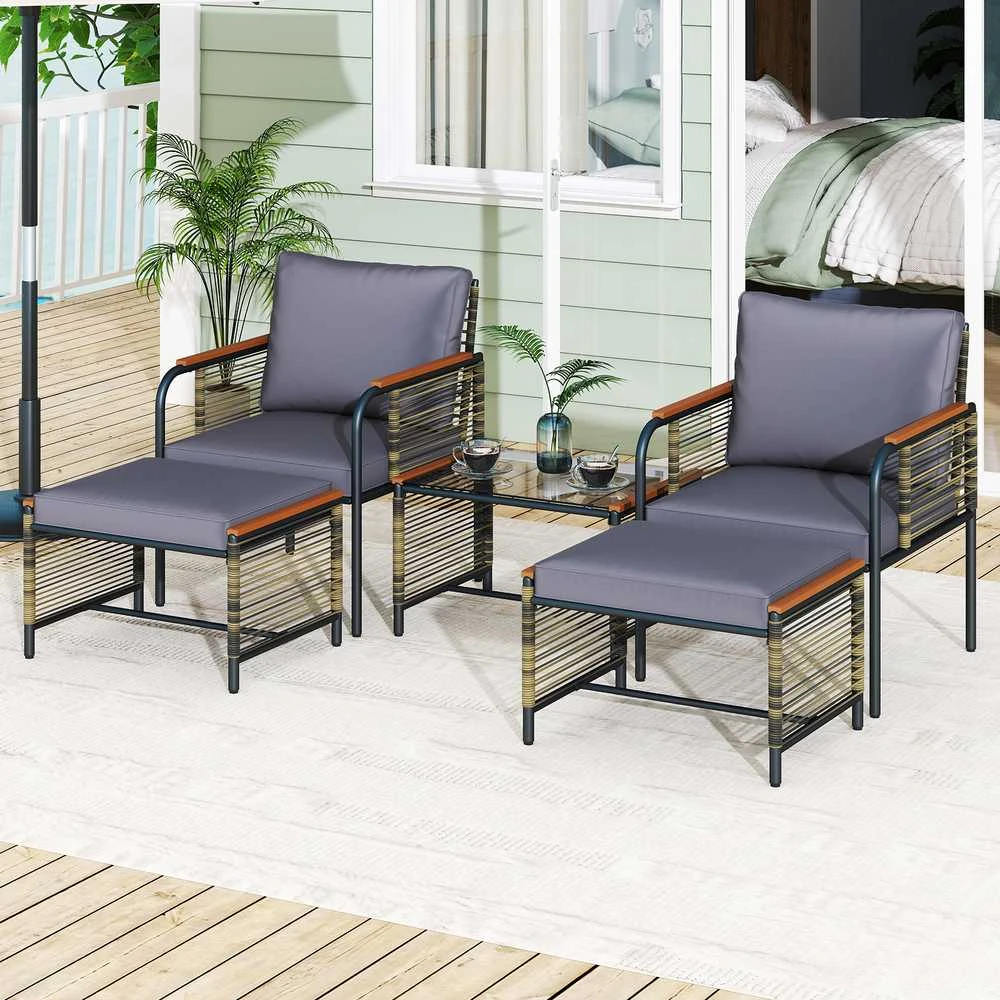 Lauko baldų komplektas Promotions Sodo baldų komplektas, 64x62x79 cm, pilka, ratanas