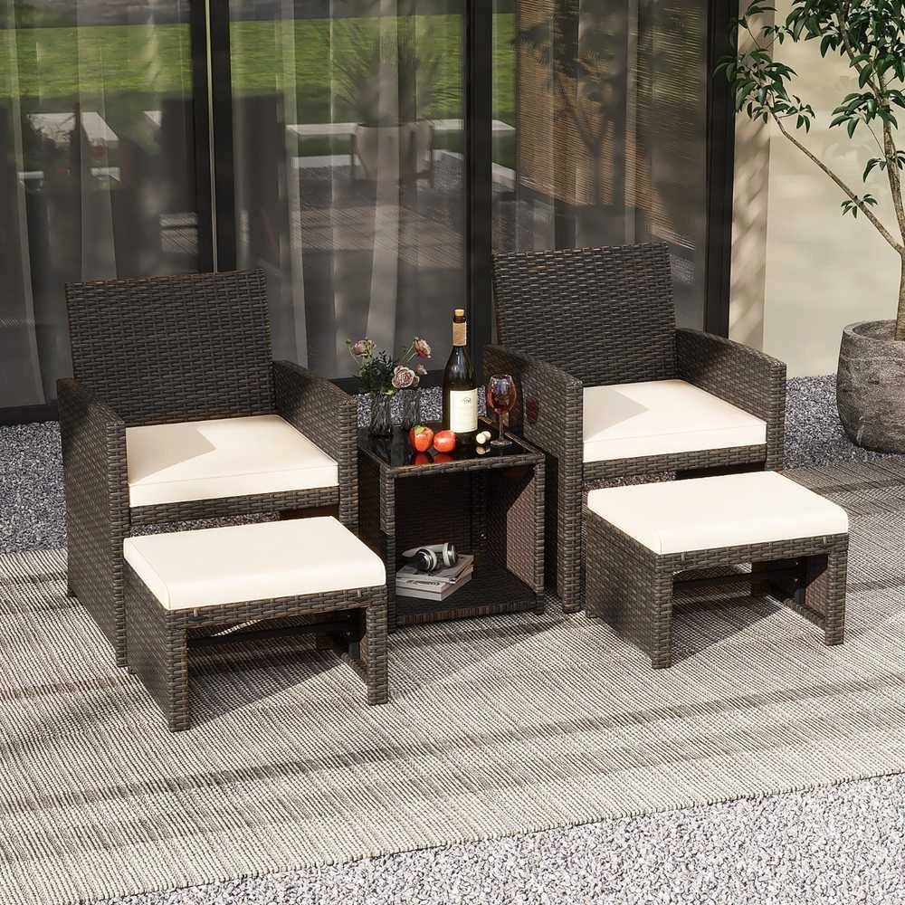 Lauko baldų komplektas Promotions Sodo baldų komplektas, rotangas, 59x53.5x77.5 cm, ruda balta