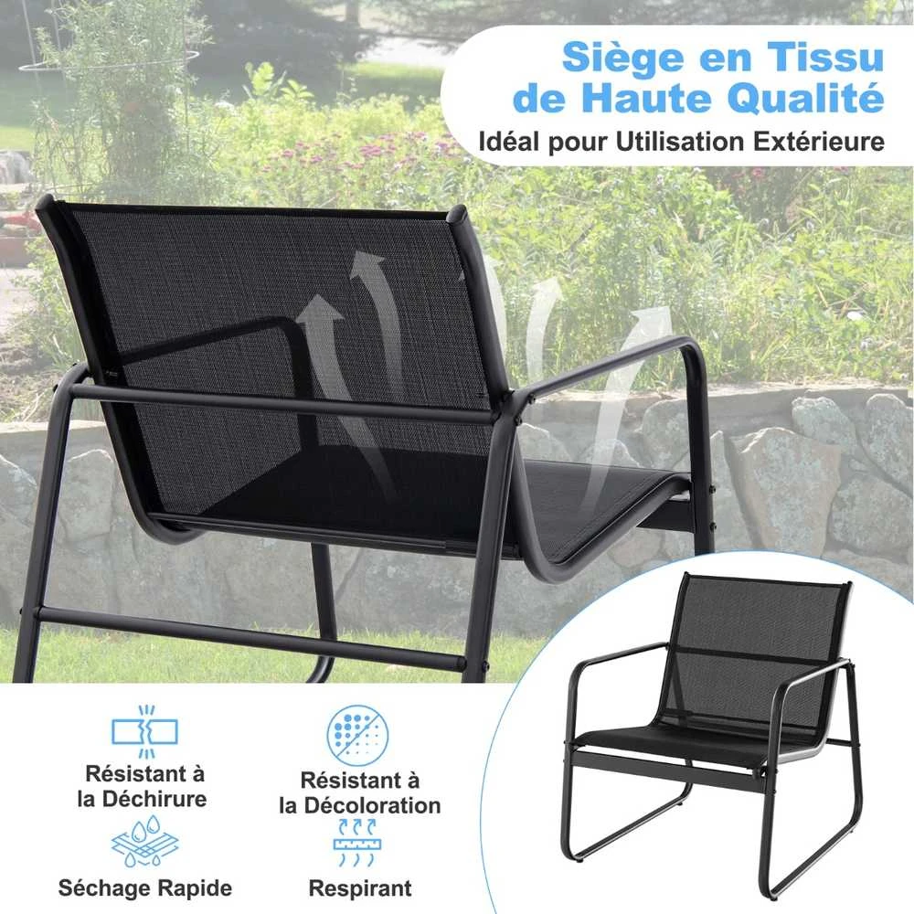 Lauko baldų komplektas Promotions Sodo baldų komplektas, kėdės 77x61x75 cm, stalas 44x44x41 cm, juodos spalvos
