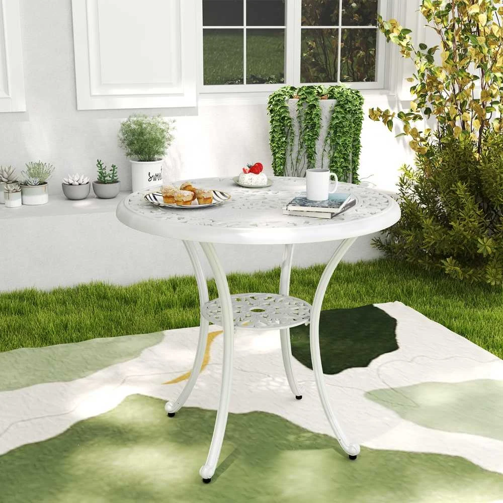 Lauko baldų komplektas Promotions Sodo baldų komplektas, liejinių aliuminis, 80x73 cm, baltas