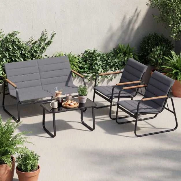Lauko baldų komplektas Promotions Sodo baldų komplektas, 75x44x41 cm, pilka, metalinis lauko poilsio baldas