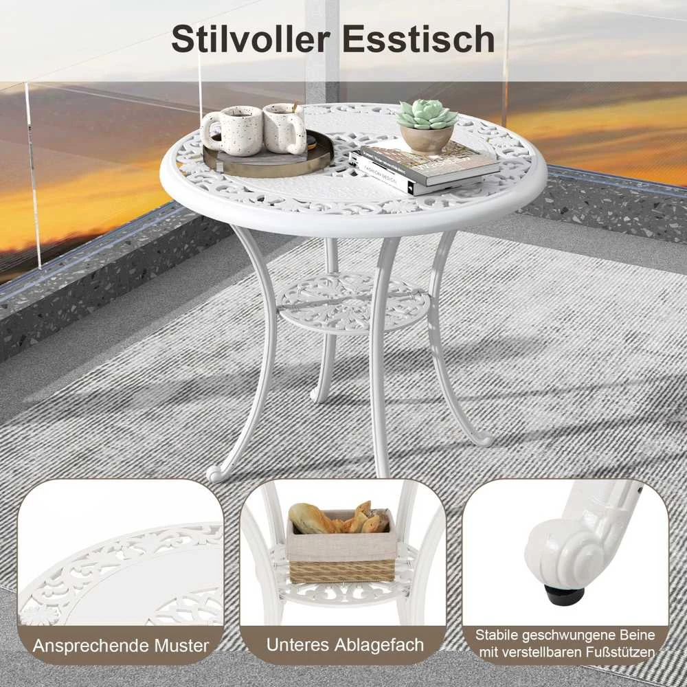 Lauko baldų komplektas Promotions Sodo baldų komplektas, liejinių aliuminis, 80x73 cm, baltas