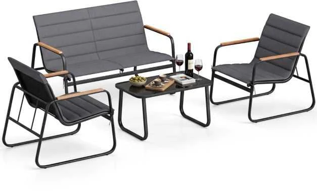 Lauko baldų komplektas Promotions Sodo baldų komplektas, 75x44x41 cm, pilka, metalinis lauko poilsio baldas
