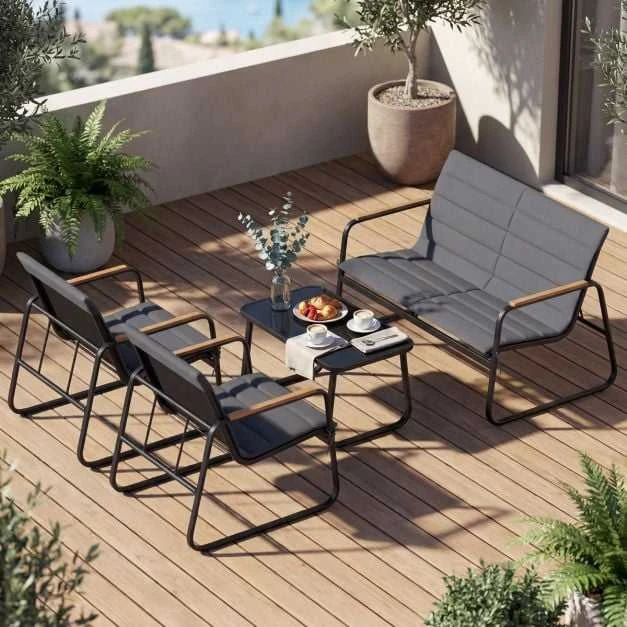 Lauko baldų komplektas Promotions Sodo baldų komplektas, 75x44x41 cm, pilka, metalinis lauko poilsio baldas