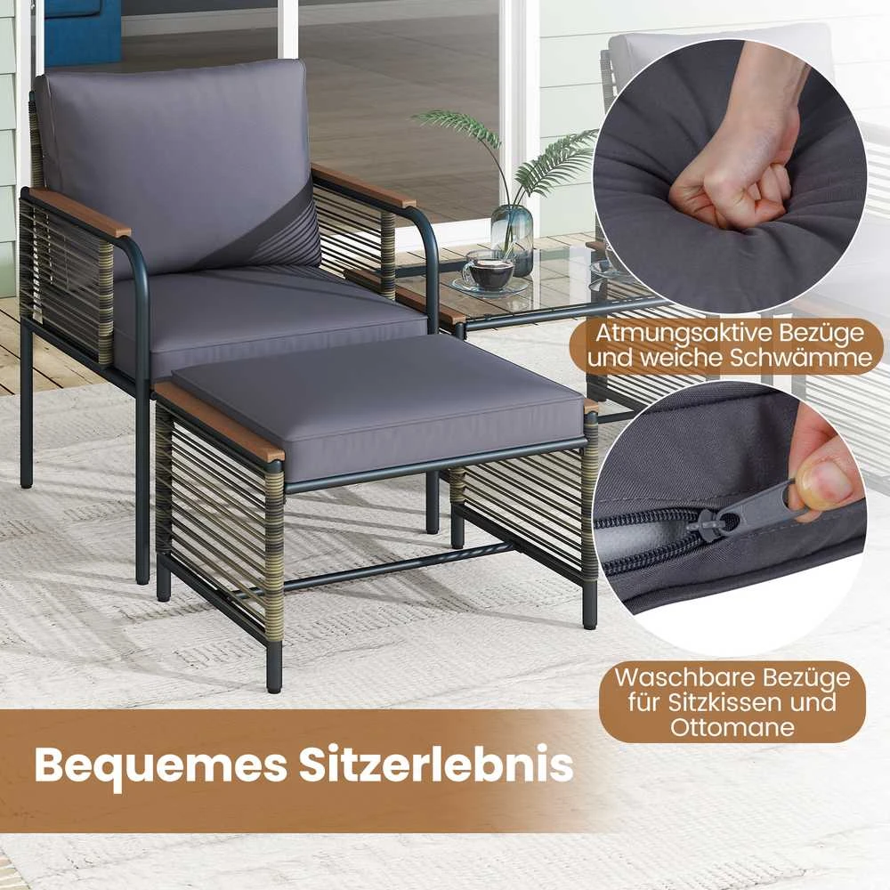 Lauko baldų komplektas Promotions Sodo baldų komplektas, 64x62x79 cm, pilka, ratanas
