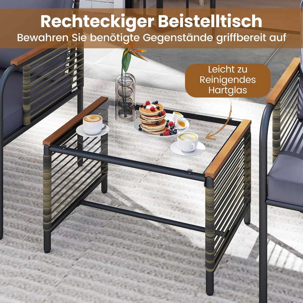 Lauko baldų komplektas Promotions Sodo baldų komplektas, 64x62x79 cm, pilka, ratanas