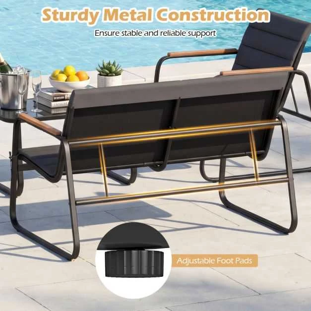 Lauko baldų komplektas Promotions Sodo baldų komplektas, 75x44x41 cm, pilka, metalinis lauko poilsio baldas