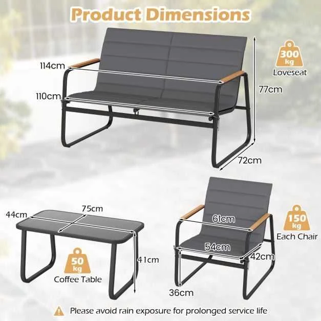 Lauko baldų komplektas Promotions Sodo baldų komplektas, 75x44x41 cm, pilka, metalinis lauko poilsio baldas