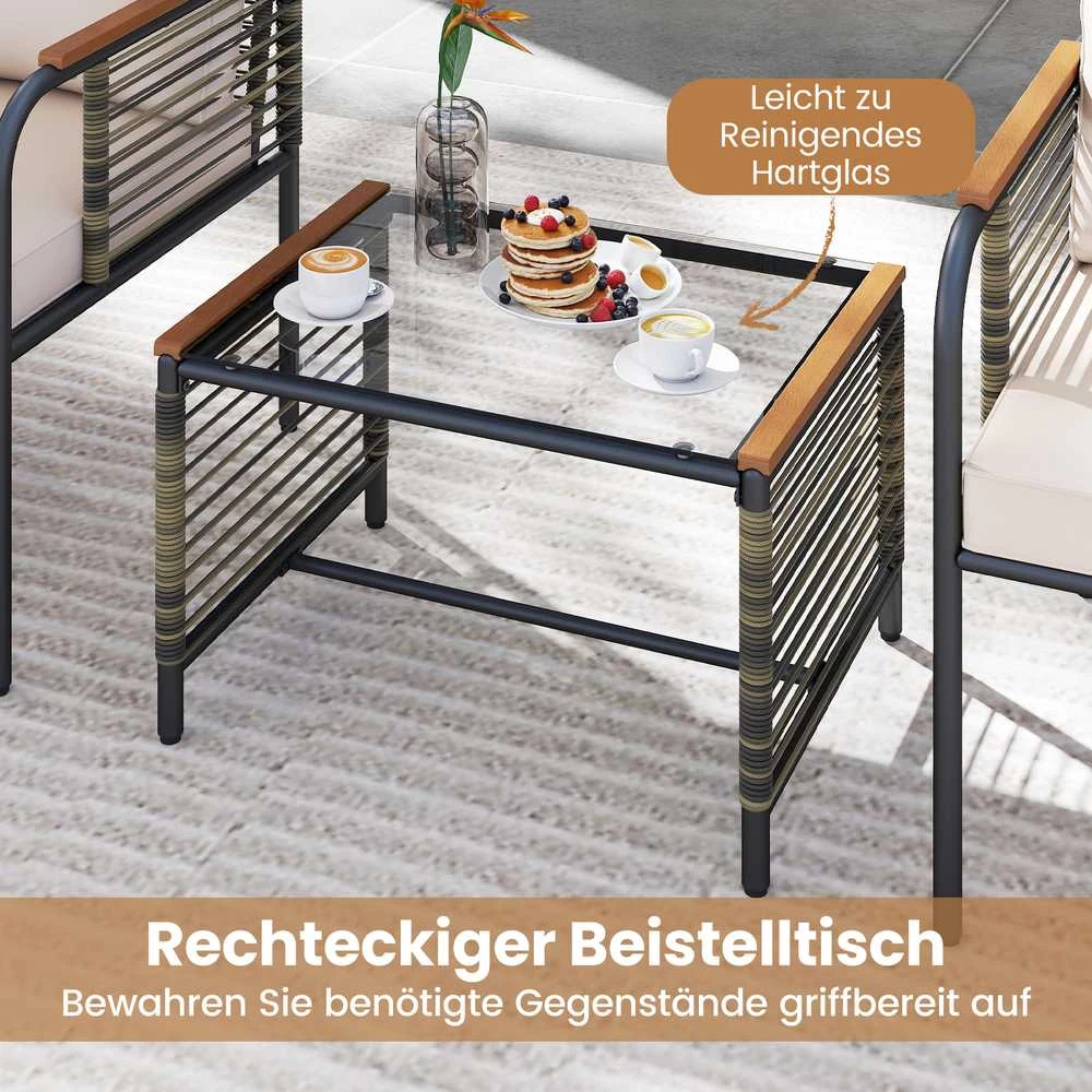 Lauko baldų komplektas Promotions Sodo baldų komplektas, 64x62x79 cm, smėlio spalvos, ratanas