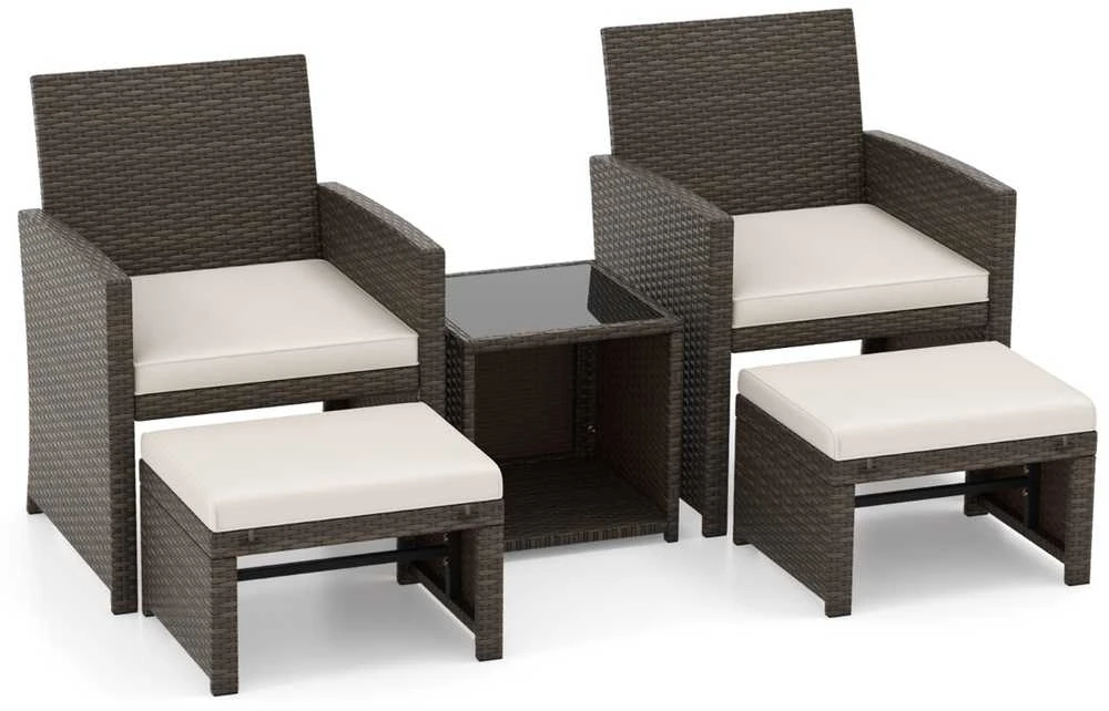 Lauko baldų komplektas Promotions Sodo baldų komplektas, rotangas, 59x53.5x77.5 cm, ruda balta