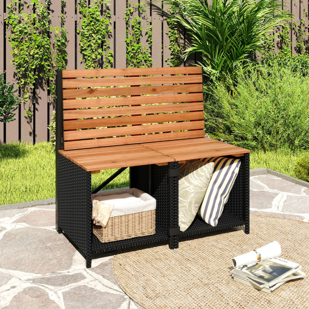 Lauko baldų komplektas Promotions Sodo baldų komplektas, 3 dalių, 168x46x81 cm, juoda/natūrali