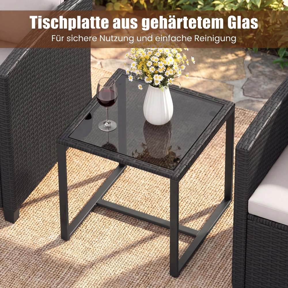 Lauko baldų komplektas Promotions Sodo baldų komplektas 3 dalių rotango lauko komplektas 64x62x76 cm juoda ir smėlio spalvos