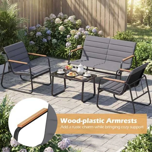 Lauko baldų komplektas Promotions Sodo baldų komplektas, 75x44x41 cm, pilka, metalinis lauko poilsio baldas