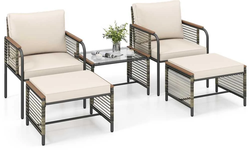 Lauko baldų komplektas Promotions Sodo baldų komplektas, 64x62x79 cm, smėlio spalvos, ratanas
