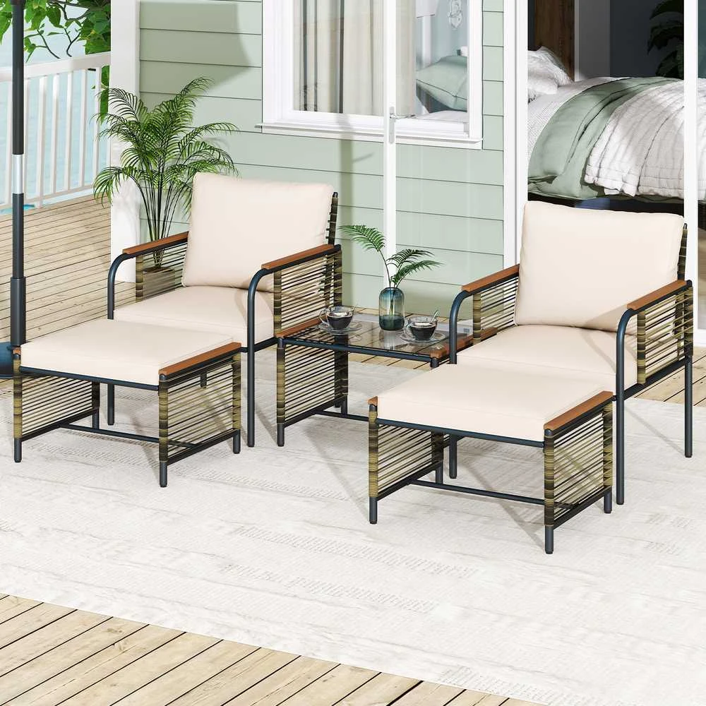 Lauko baldų komplektas Promotions Sodo baldų komplektas, 64x62x79 cm, smėlio spalvos, ratanas