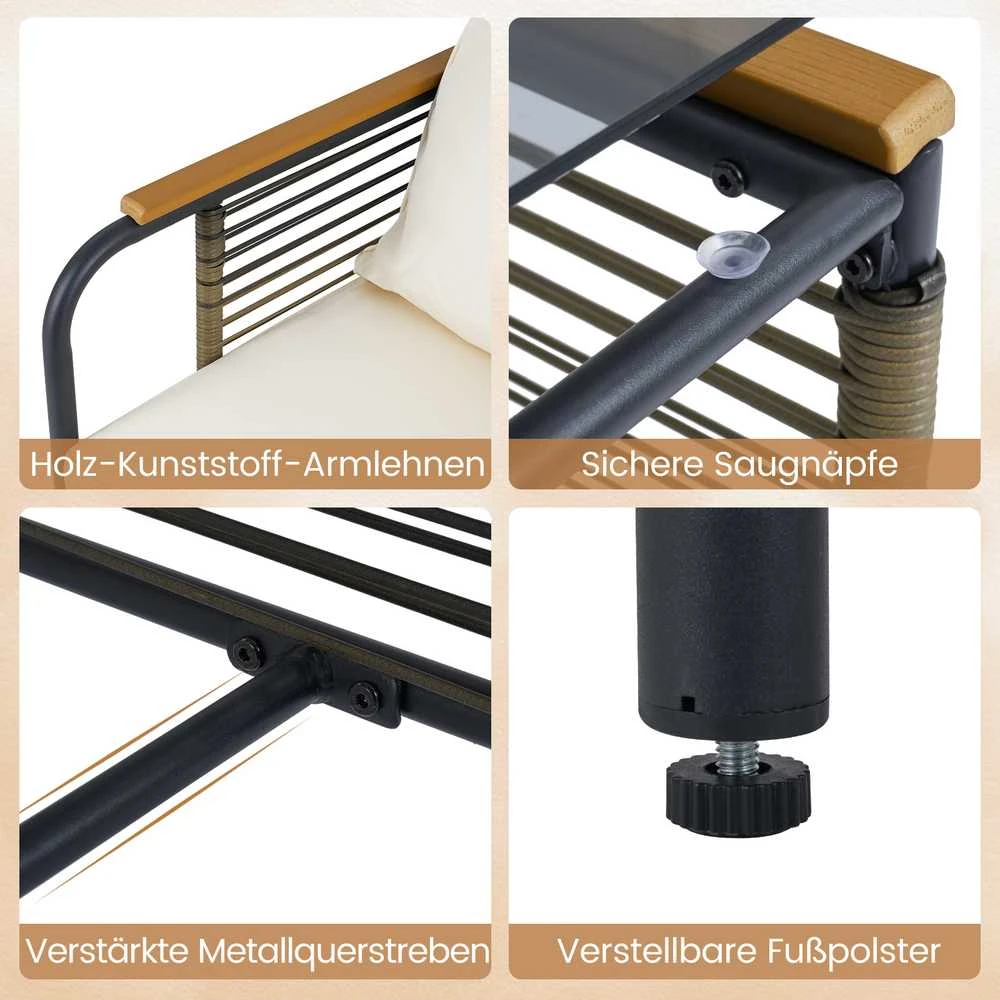 Lauko baldų komplektas Promotions Sodo baldų komplektas, 64x62x79 cm, smėlio spalvos, ratanas