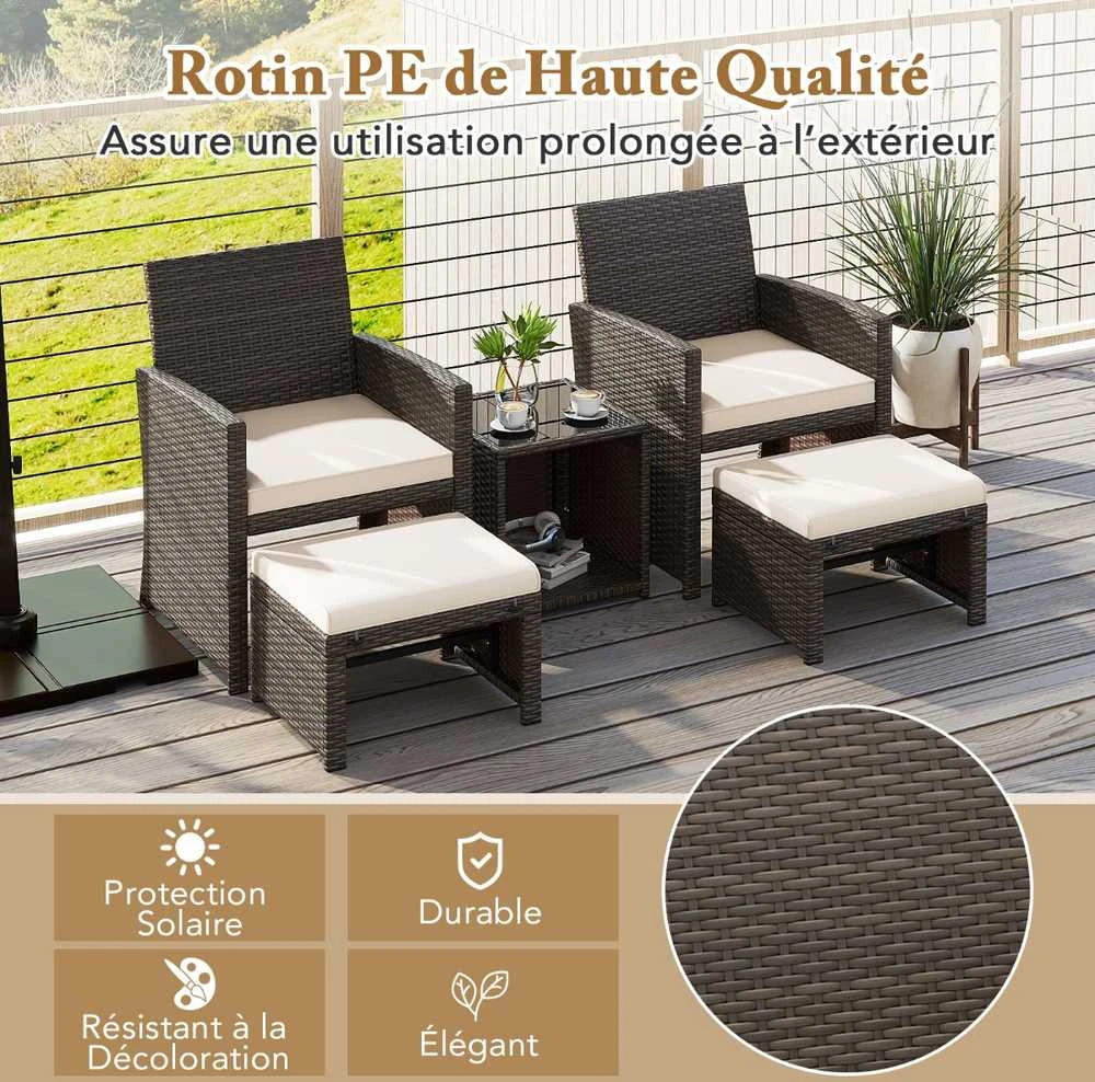 Lauko baldų komplektas Promotions Sodo baldų komplektas, rotangas, 59x53.5x77.5 cm, ruda balta
