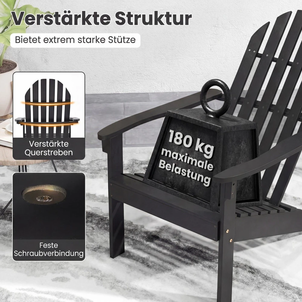 Lauko baldų komplektas Promotions Sodo kėdės Adirondack 2 vnt. 94x66x86 cm juodos spalvos