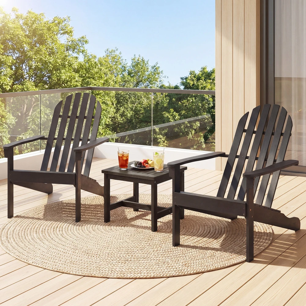 Lauko baldų komplektas Promotions Sodo kėdės Adirondack 2 vnt. 94x66x86 cm juodos spalvos
