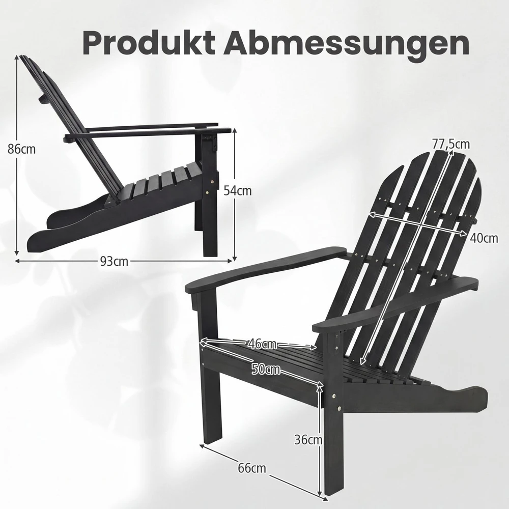 Lauko baldų komplektas Promotions Sodo kėdės Adirondack 2 vnt. 94x66x86 cm juodos spalvos