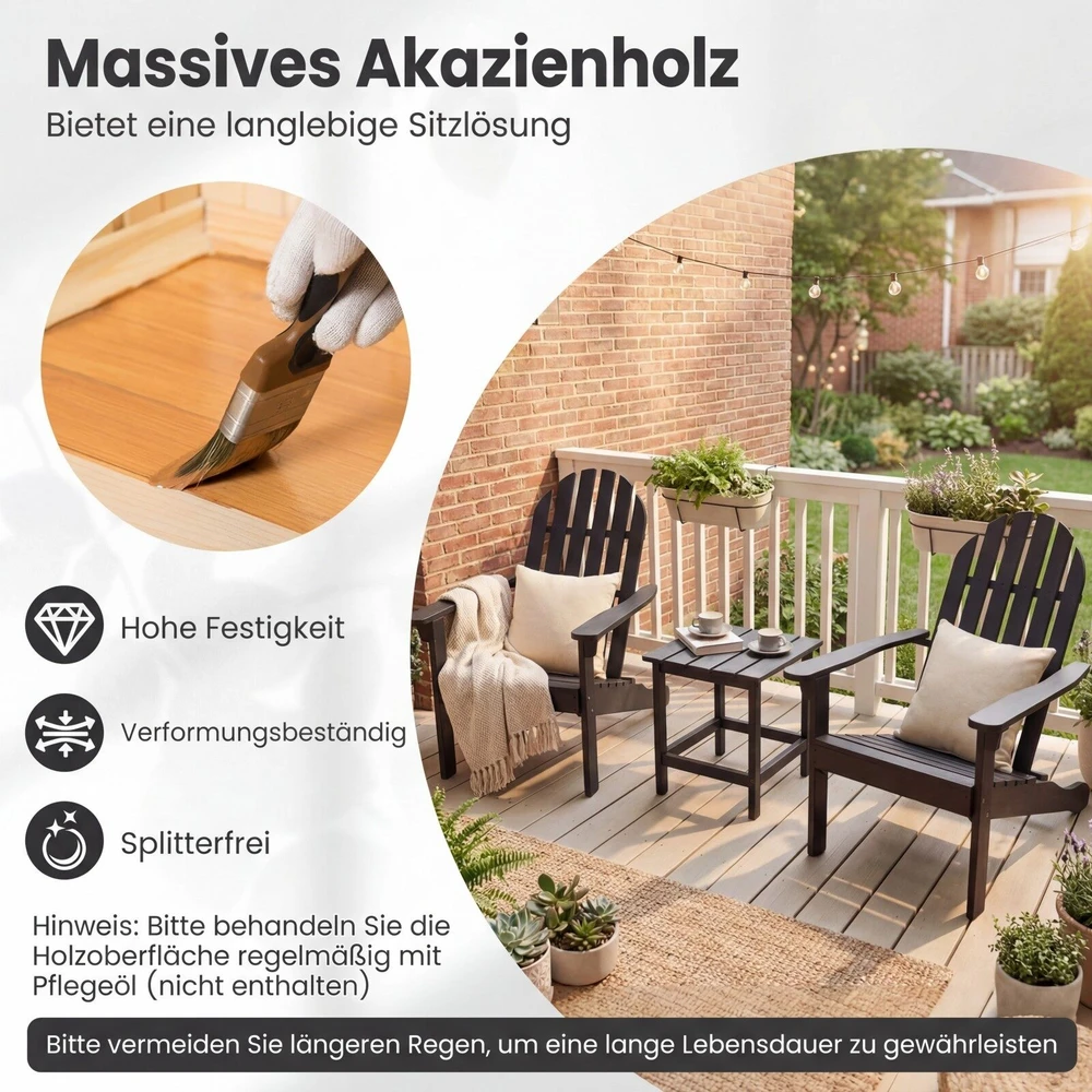 Lauko baldų komplektas Promotions Sodo kėdės Adirondack 2 vnt. 94x66x86 cm juodos spalvos
