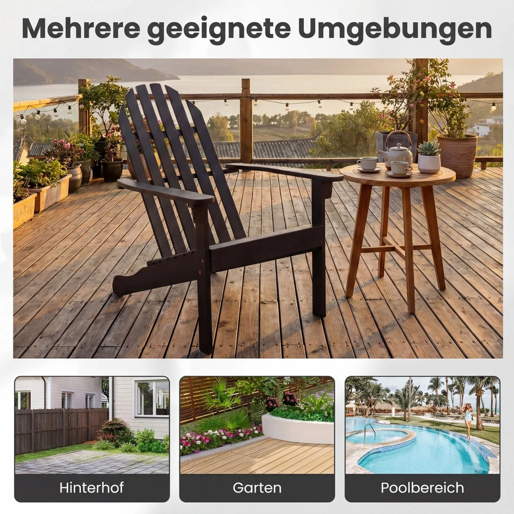 Lauko baldų komplektas Promotions Sodo kėdės Adirondack 2 vnt. 94x66x86 cm juodos spalvos