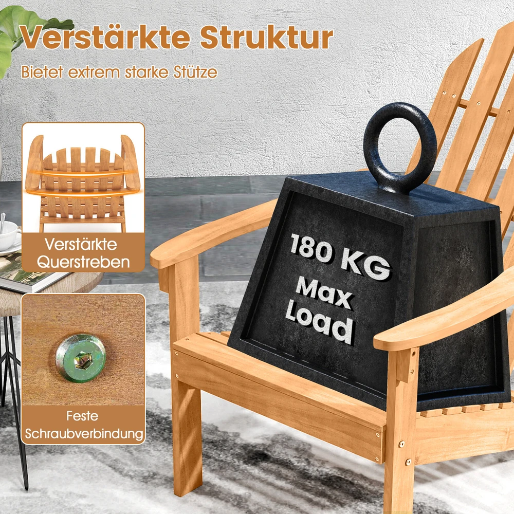 Lauko baldų komplektas Promotions Sodo kėdės Adirondack, 2 vnt., 94x66x86 cm, natūralaus akacijos medžio