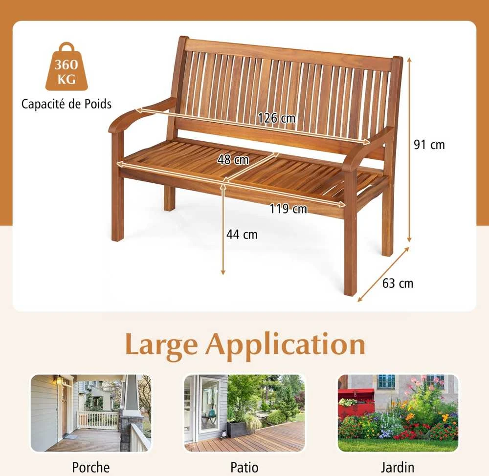 Lauko baldų komplektas Promotions Sodo suoliukas, medinis, 126x63x91 cm, rudas