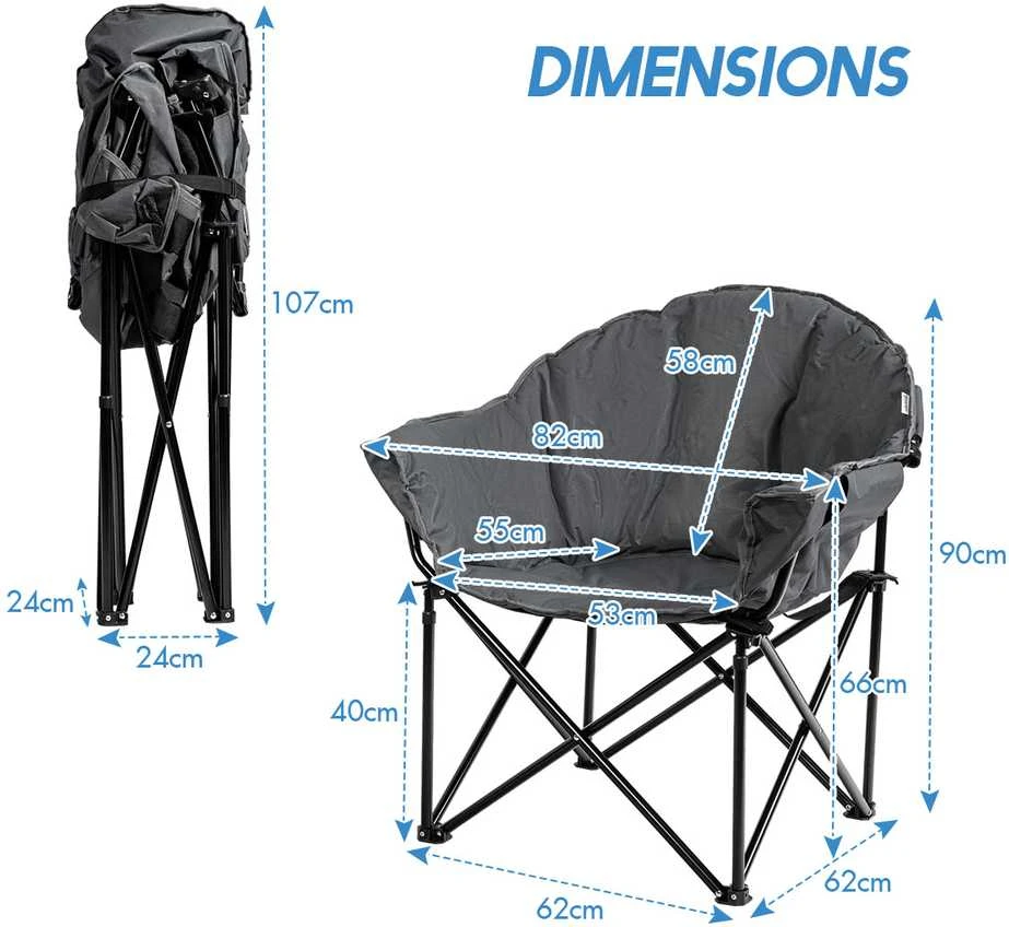 Promotions Stovyklavimo kėdė, 62x62x90 cm, Pilka