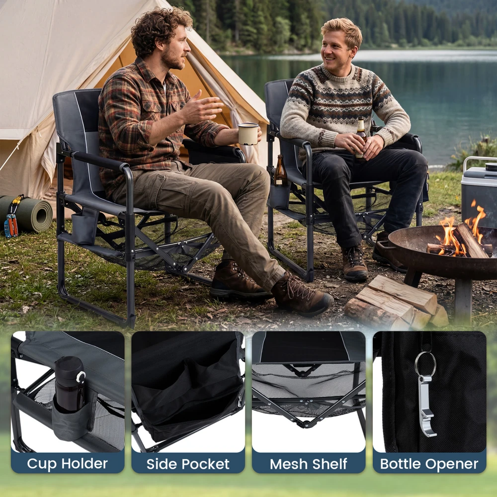 Lauko baldų komplektas Promotions Stovyklavimo kėdė 68,6x54,6x90,2 cm juoda/pilka