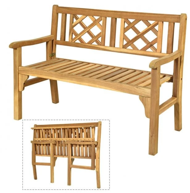 Lauko baldų komplektas Promotions Sulankstoma terasos suoliukas 120,7x55,9x90,2 cm, iš tekmedžio