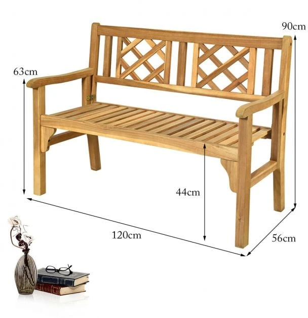 Lauko baldų komplektas Promotions Sulankstoma terasos suoliukas 120,7x55,9x90,2 cm, iš tekmedžio
