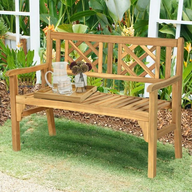 Lauko baldų komplektas Promotions Sulankstoma terasos suoliukas 120,7x55,9x90,2 cm, iš tekmedžio