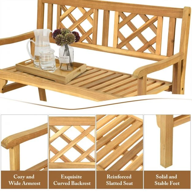 Lauko baldų komplektas Promotions Sulankstoma terasos suoliukas 120,7x55,9x90,2 cm, iš tekmedžio