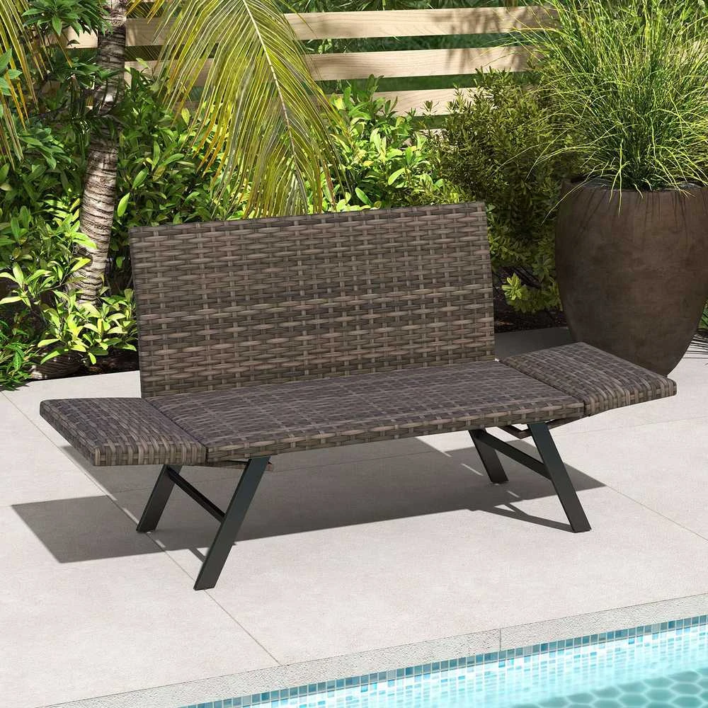 Promotions Sulankstomas terasos dvivietis fotelis, 59x178x89 cm, pilkas