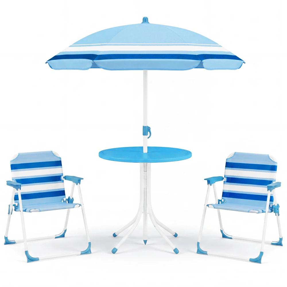 Lauko baldų komplektas Promotions Vaikiškų sodo baldų komplektas 4 vnt. Stalas 50x50x51 cm Kėdės Mėlynos