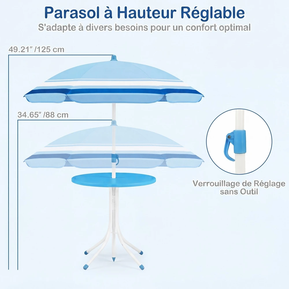 Lauko baldų komplektas Promotions Vaikiškų sodo baldų komplektas 4 vnt. Stalas 50x50x51 cm Kėdės Mėlynos