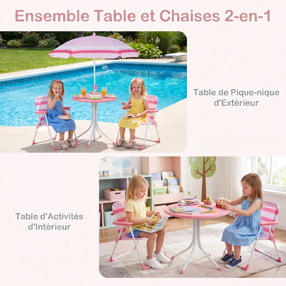 Lauko baldų komplektas Promotions Vaikiškų sodo baldų komplektas 4 vnt Stalas 50x50x51 cm Kėdės 39x37x50 cm Raudona