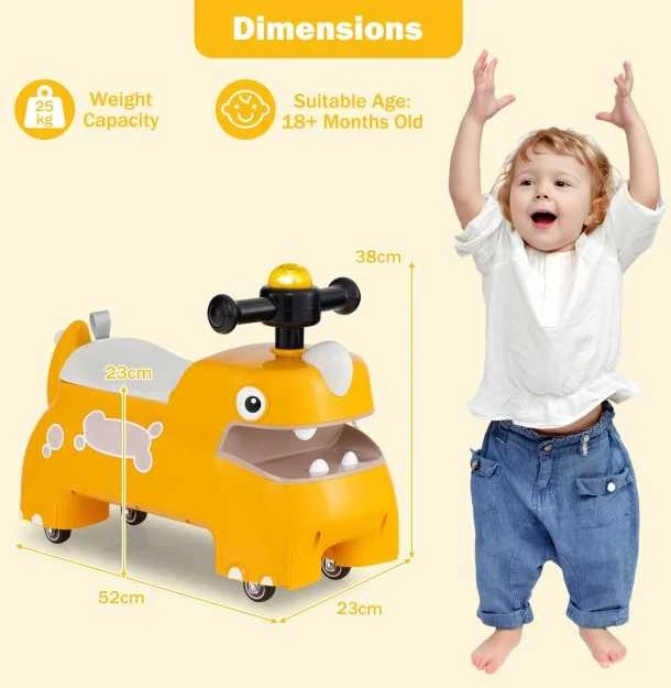 Promotions Važiuojamas žaislas, dinozauro dizainas, geltonas