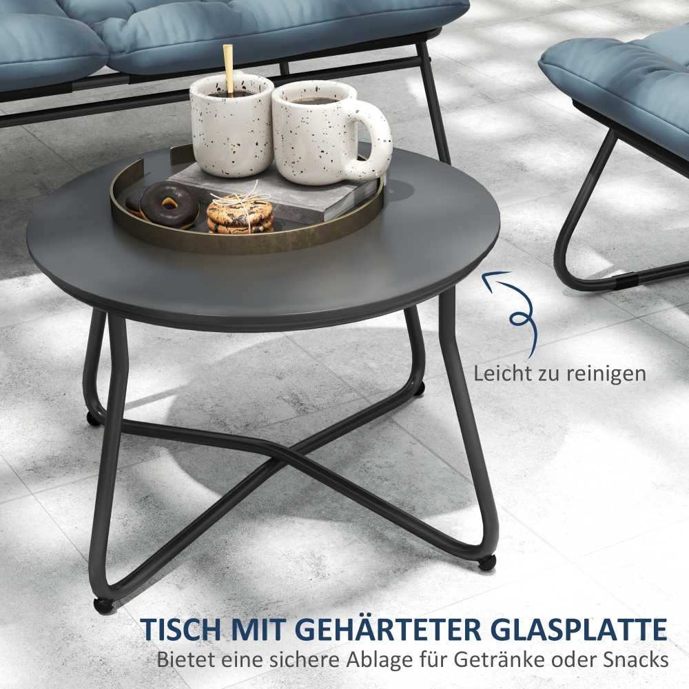 Outsunny plieno sodo baldų komplektas 4 asmenims, atsparus oro sąlygoms, balkonų baldų rinkinys su 2 vietų sofa, foteliu, šoniniu staliuku ir sėdynių pagalvėlėmis, lauko baldų komplektas, terasos baldai pilkos spalvos