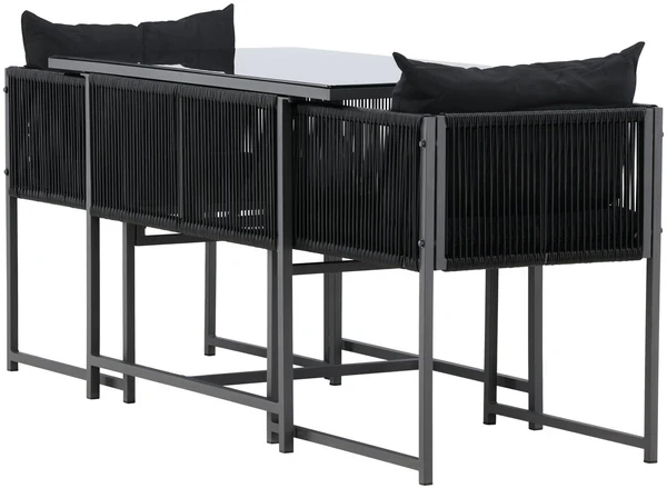 Lauko baldų komplektas Venture Design Balkono valgomojo komplektas Noto juodas