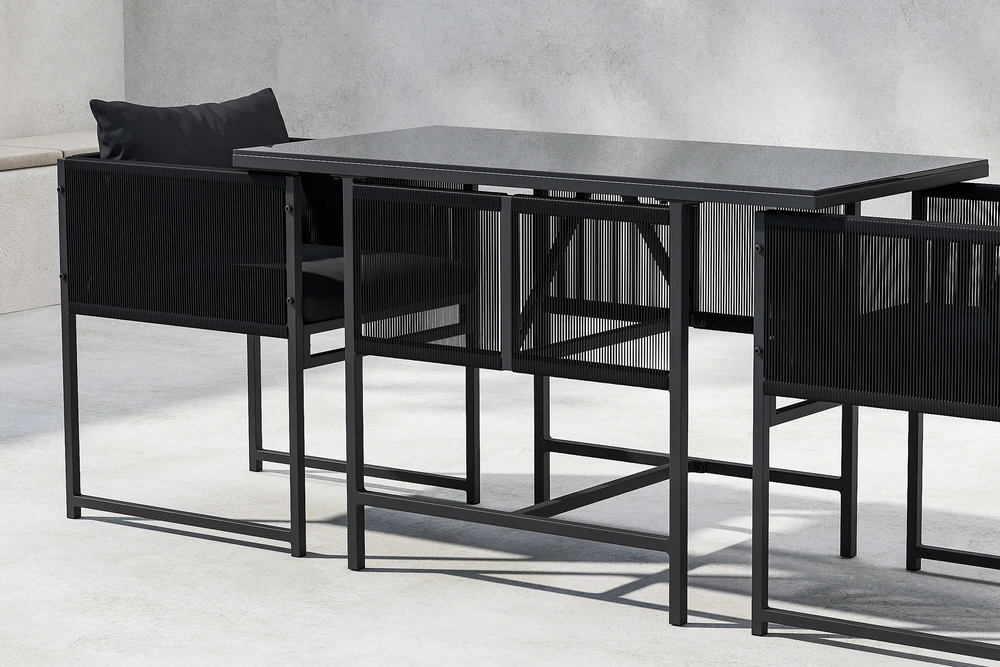 Lauko baldų komplektas Venture Design Balkono valgomojo komplektas Noto juodas