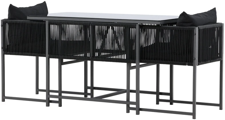 Lauko baldų komplektas Venture Design Balkono valgomojo komplektas Noto juodas