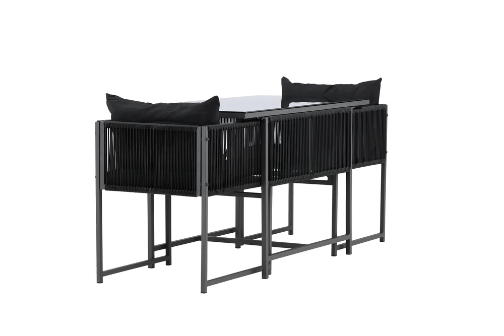 Lauko baldų komplektas Venture Design Balkono valgomojo komplektas Noto juodas