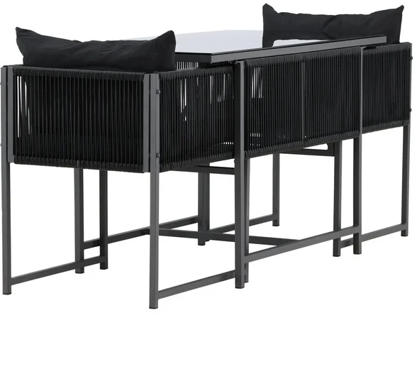 Lauko baldų komplektas Venture Design Balkono valgomojo komplektas Noto juodas