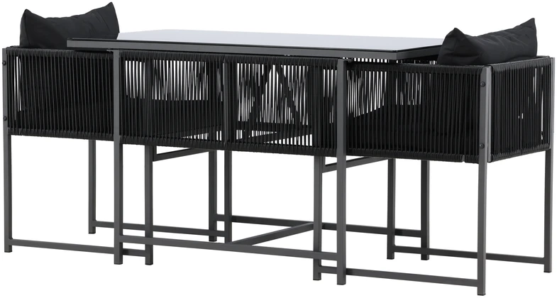 Lauko baldų komplektas Venture Design Balkono valgomojo komplektas Noto juodas
