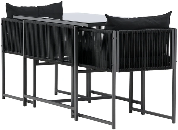 Lauko baldų komplektas Venture Design Balkono valgomojo komplektas Noto juodas