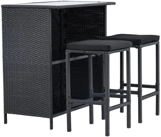 Lauko baldų komplektas Venture Design Baro komplektas, Kėdė: 40x40x70 cm, Stalas: 100x60x105 cm, Juodas