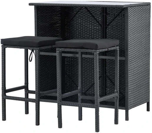 Lauko baldų komplektas Venture Design Baro komplektas, Kėdė: 40x40x70 cm, Stalas: 100x60x105 cm, Juodas