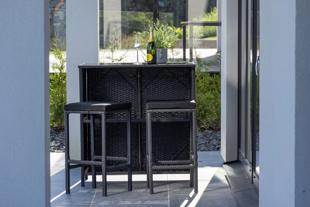 Lauko baldų komplektas Venture Design Baro komplektas, Kėdė: 40x40x70 cm, Stalas: 100x60x105 cm, Juodas